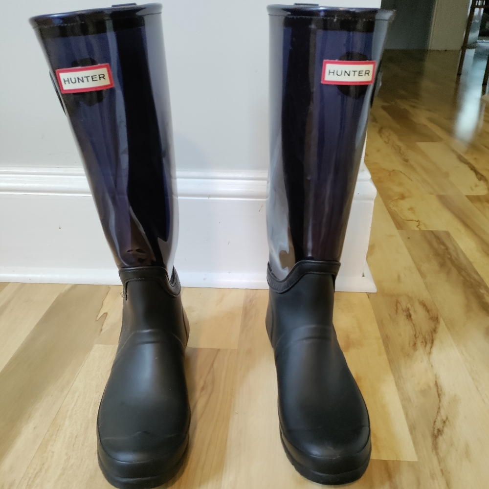 Blue/clear Hunter boots size 9